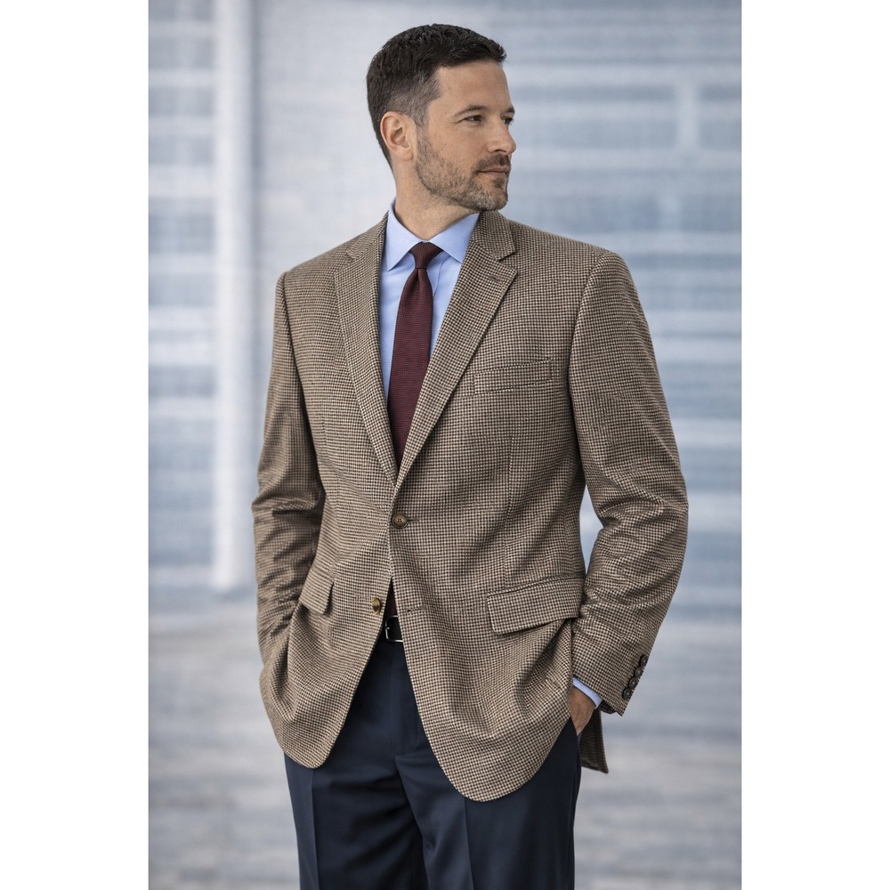 Mantoni Milan Italy Mens Blazer Sport Coat Brown Virgin Wool 44R Super 140s
